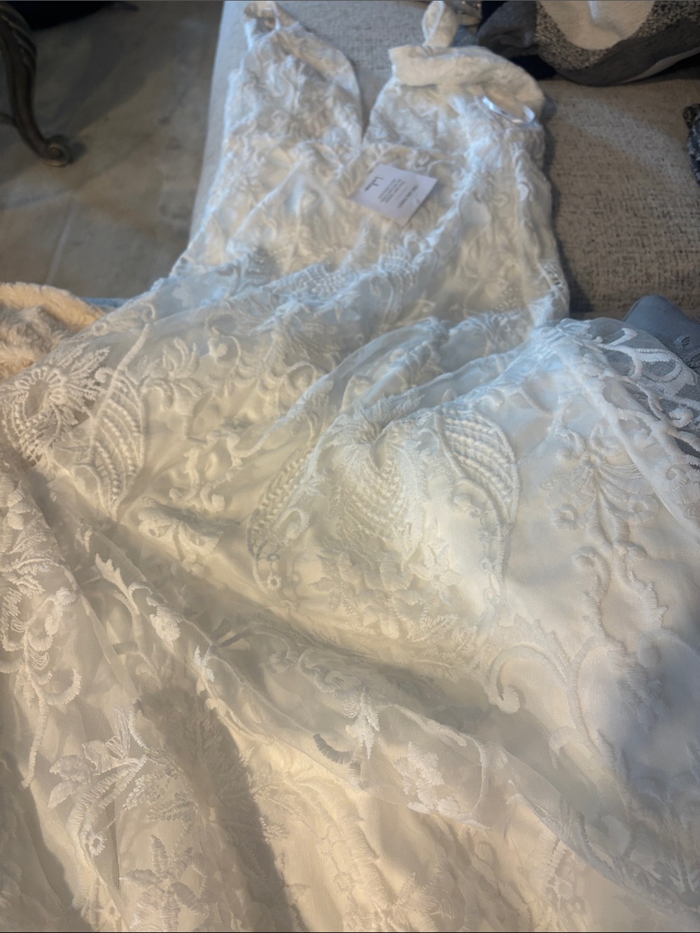 Lulu's Ivory Floral Lace Dress